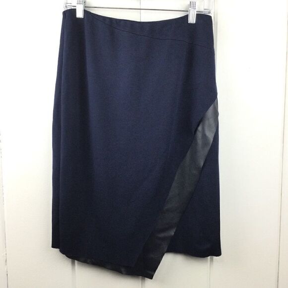 Bailey 44 Meryl Navy Faux Leather Wrap Skirt - M - Picture 1 of 14